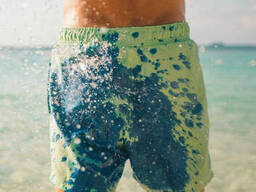 Шорты хамелеон для плавания, пляжные мужские спортивные шорты СИНЕ-Зеленые Размер L