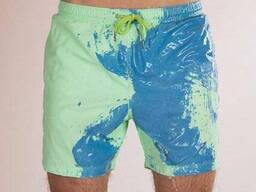 Шорты хамелеон для плавания, пляжные мужские спортивные шорты СИНЕ-Зеленые Размер XL
