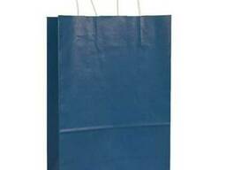 Синие бумажные пакеты из крафт-бумаги с кручеными бумажными