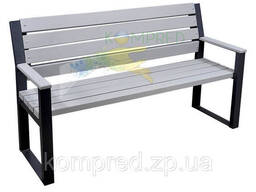 Скамейка парковая со спинкой Валерио графит+серый брус 2000*600*915 Kompred OL657/4