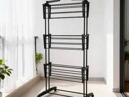 Складна вертикальна сушарка для білизни (76 × 64 × 177 см) 3 рівні + 1 для взуття, Чорна