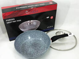 Сковорода глубокая Unique UN-5172 28 см с крышкой, Прочная сковородка с антипригарным...