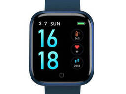 Smart Watch T80S, два браслета, температура тела, давление, оксиметр. Цвет: синий