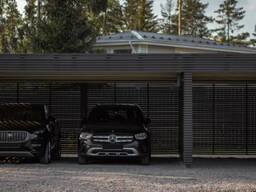 Современный автомобильный навес на 3 авто