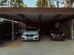 Современный навес для двух автомобилей