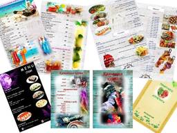 Создание, распечатка меню для кафе, ресторанов.