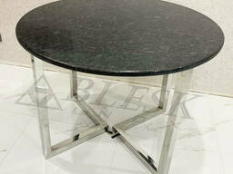 Стеклянный стол кухонный из  нержавеющей стали и стекла