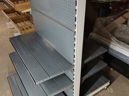 Стелаж перфорований двосторонній бу, острівний двохсторонній стелаж перфорація бу, стелажі