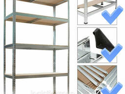 Стеллаж полочный 2000х900х500мм, 200кг, 5 полок с ДСП оцинкованный для архива, гаража. ..