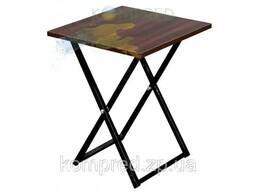 Стул табуретка раскладной 350*350*450 черный/ фанера коричневий Kompred OL711/1