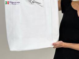Сумка шкіряна жіноча велика біла shopper Італійська TS000092