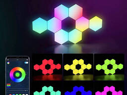 Светодиодные RGB шестиугольные фонари, дистанционное управление, приложение. ..
