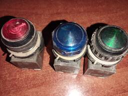 Светосигнальная лампа арматура 220в  лампочка 24в синяя зеленая красная.  