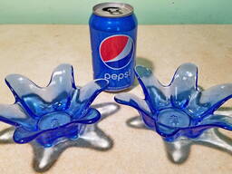 Свічники 2шт набор блакитні скляні квітки Словакія Вживане