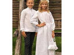 Святковий комплект для дітей - вишиванка для хлопчика і довга сукня для дівчинки