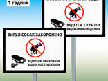Табличка выгул собак запрещен на ножке-штыре (метал)
