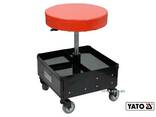 Табурет на колесах YATO з 3 шуфлядами 380 x 380 x 450-560 мм 150 кг - фото 1