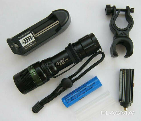 Тактический фонарик Bailong BL 8455 ,20000W(аккумулятор, зарядка, упаковка, велокрепёж)