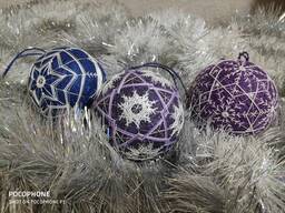 Темарі Київ, кульки темарі Київ, набори темарі Київ, новорічний декор Київ, вишиті кульки