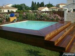 Терраса из термоясеня (термососны) вокруг бассейна