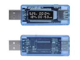Тестер аккумуляторов USB прозрачный синий вольтметр