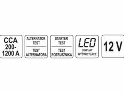 Тестер параметрів акумуляторів YATO до 12 В з LED цифровим дисплеєм