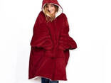 Толстовка плед з капюшоном і рукавами Huggle Hoodie оверсайз. Колір: червоний