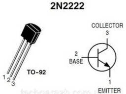 Транзистор 2N2222, биполярный NPN, 40V, 0.6A, корпус TO-92