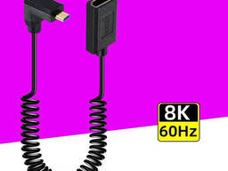 Угловой кабель HDMI micro - HDMI 2.0 female 90 град. microhdmi верхний угол 90 градусов