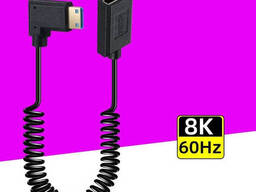 Угловой кабель HDMI mini - HDMI 8K female 90 град. правый угол 90 градусов 0,5м