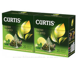 Упаковка чая зеленого Curtis Fresh Mojito с добавками пакетированного 20 пирамидок
