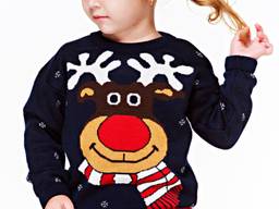 В'язаний светр для дівчинки різдвяний (101)