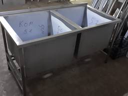 Ванны моечные 2х-секционные 1600х800х850 с чашами 700х700х500 из нержавейки