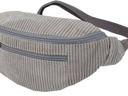 Вельветовая женская поясная сумка, бананка, набедренная сумка LS серая