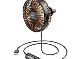 Вентилятор в салон авто HOCO Wind wire control car fan (3 скорости, LED подсветка). Black