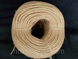 Верёвка(шнур, канат) джутовая плетёная д.4мм