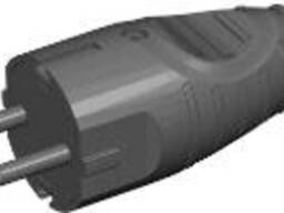 Вилка прямая с заземлением Neomax каучук 16А Черная/Красная