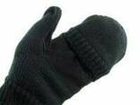 Вязаные перчатки-варежки с утеплителем Thinsulatе, black