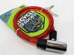 Замок велосипедный 185, 12*65 тросовый, 2 ключа. Цвет: красный