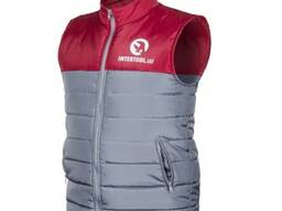 Замовити брендовані жилетки оптом, жилет сірий з бортовою кокеткою і логотипом