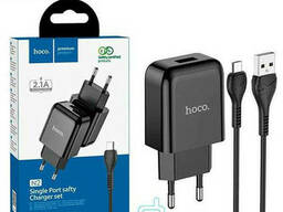 Зарядное устройство комплект- провод и вилка Hoco N2 Micro 1USB 2.1A micro-USB black
