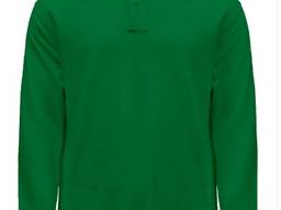 Зелёная футболка-поло с длинным рукавом , поло мужские