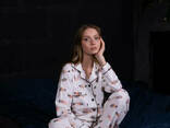 Женская зимняя пижама пиджак и брюки Длинный рукав (100% Хлопок) - фото 1