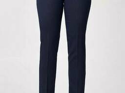 Женские брюки зауженые с высокой посадкой темно-синего цвета