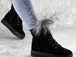 Женские зимние ботинки с мехом Fashion Katch 1404 38 размер 24 см Черный