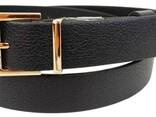Женский кожаный ремень черный с золотистой пряжкой Skipper - фото 2