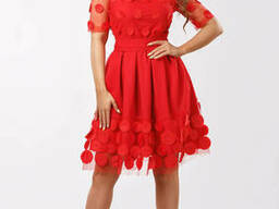 Женское платье из декоративной сетки Lipar Красное