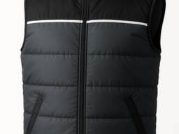 Жилет утеплений, колір чорний з сірим, арт.07770